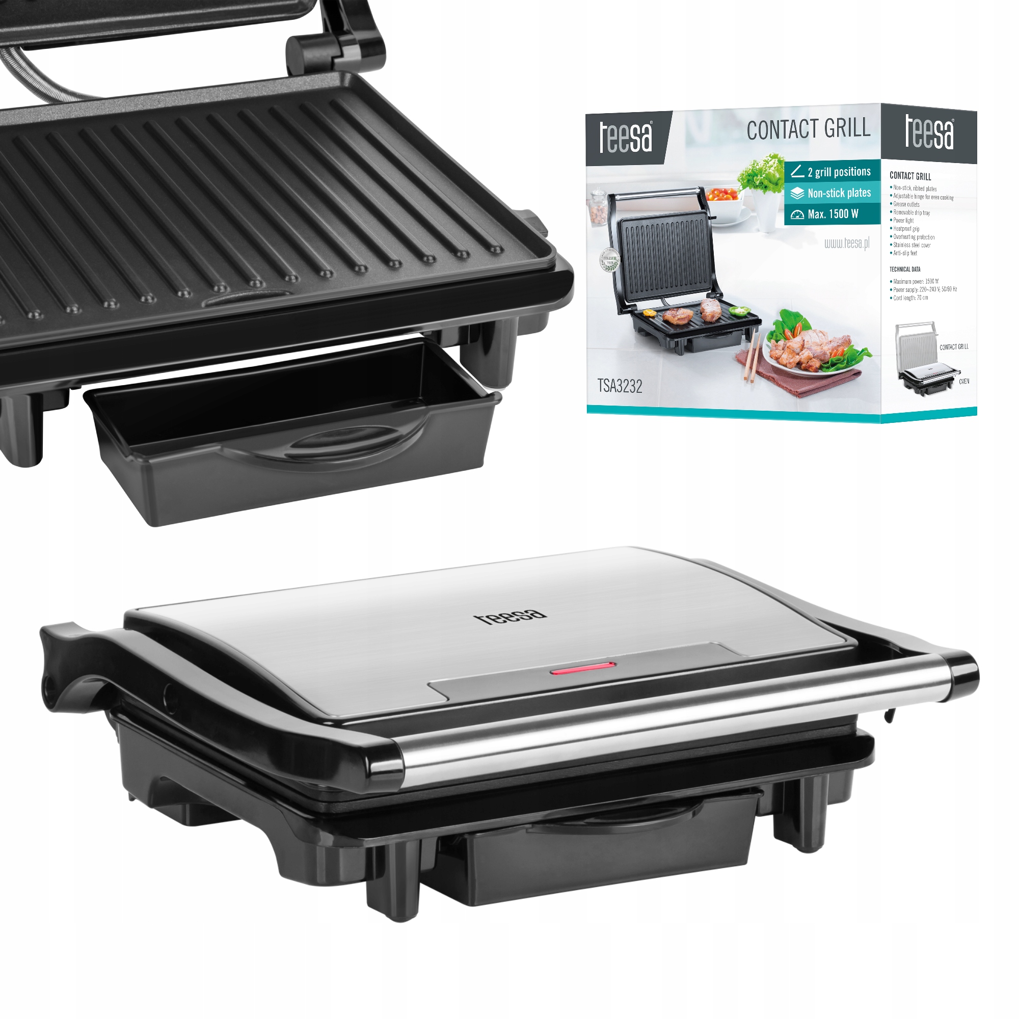 Panini elektrický gril Teesa TSA3232 strieborná/sivá 1500 W